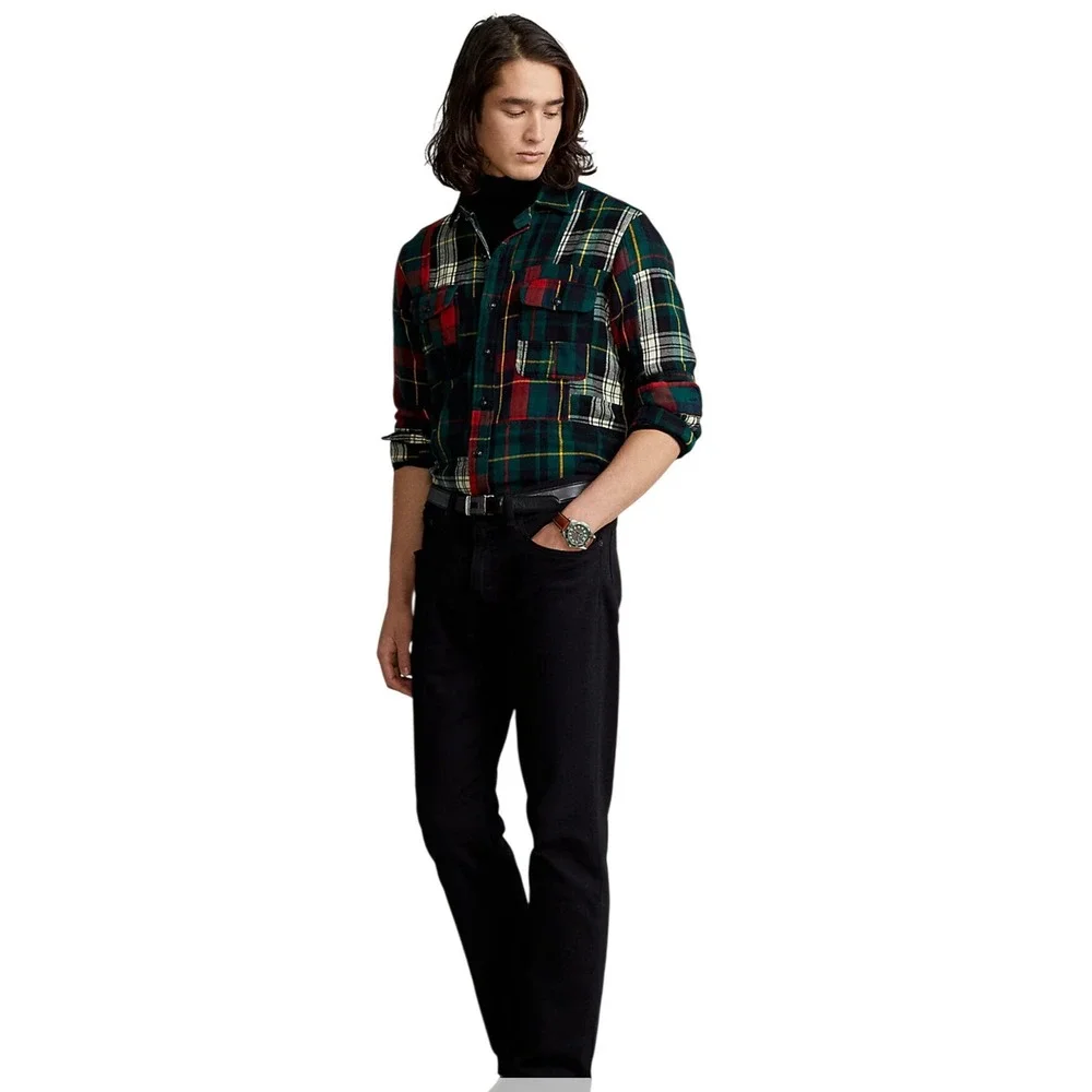 Polo Ralph Lauren Classic Fit Patchwork Plaid Flannel Shirt XL New‎